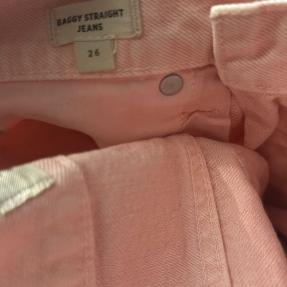 Madewell Baggy Straight High Rise Jeans in Garment Dyed Pink 26 - Picture 8 of 8